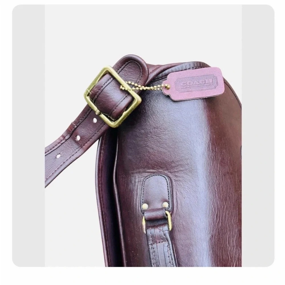 Vintage Coach Carrier NYC Bag Purse USA Burgundy leather 80s Musette Crossbody - Picture 4 of 15